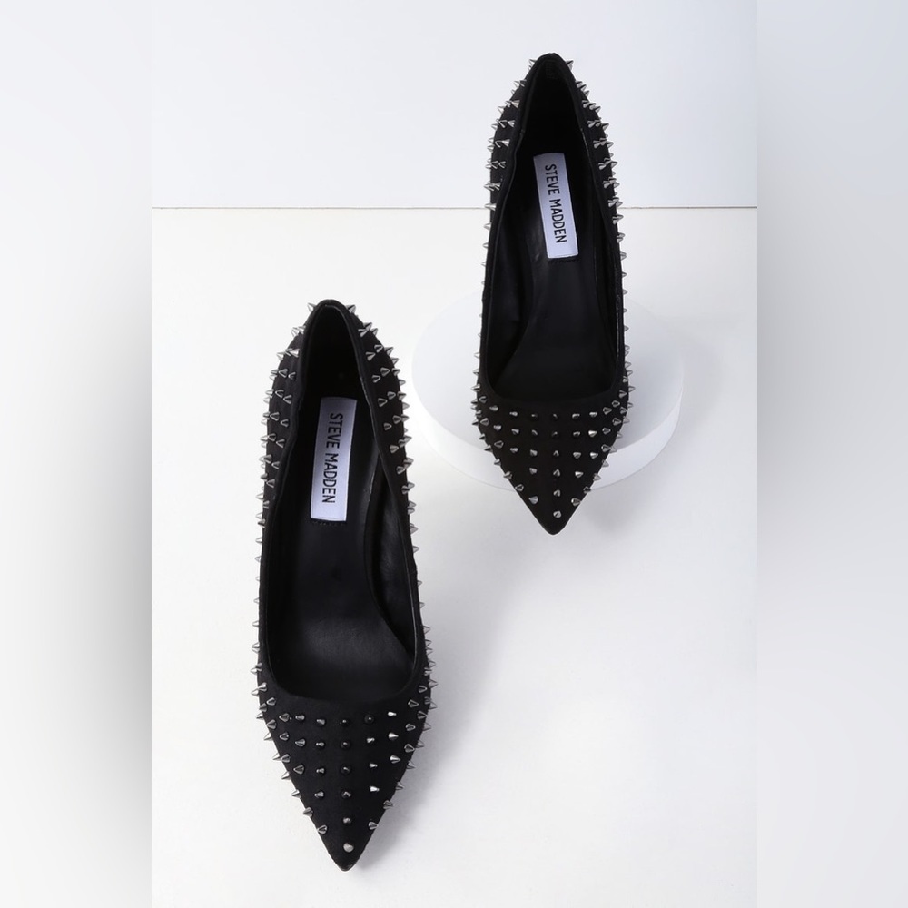 Steve Madden Daisie-S Black Suede Studded Pumps Black 9.5 - Picture 4 of 4